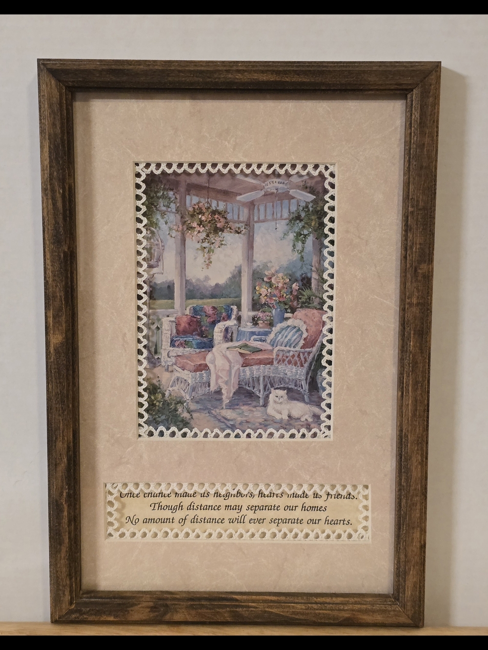 Vintage Barbara Mock Framed Art Print Victorian Poetry Cottagecore Cat